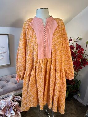 Roiii Eyelet Lace Boho Dress Pleated Button Front NWT Size XXL